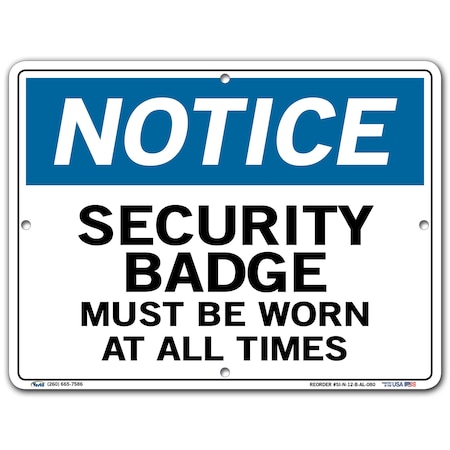 Vestil Aluminum Sign, 9-1/2" Height, 12-1/2" Width, Aluminum, Rectangle, English SI-N-12-B-AL-080